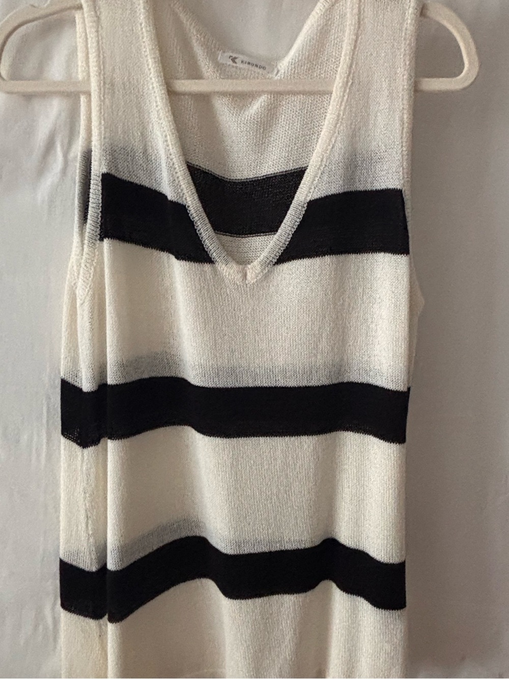 Kirundo Striped V-Neck Knit Tank - Black & Cream